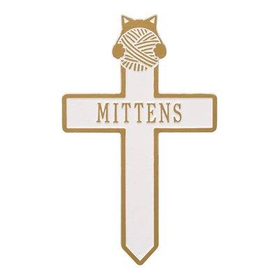 Kitten And Cross Pet White Dedication Plaque